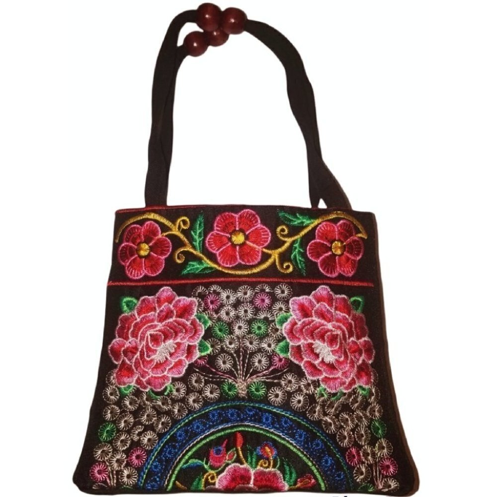 Embroidered Floral Mini Hand Bag